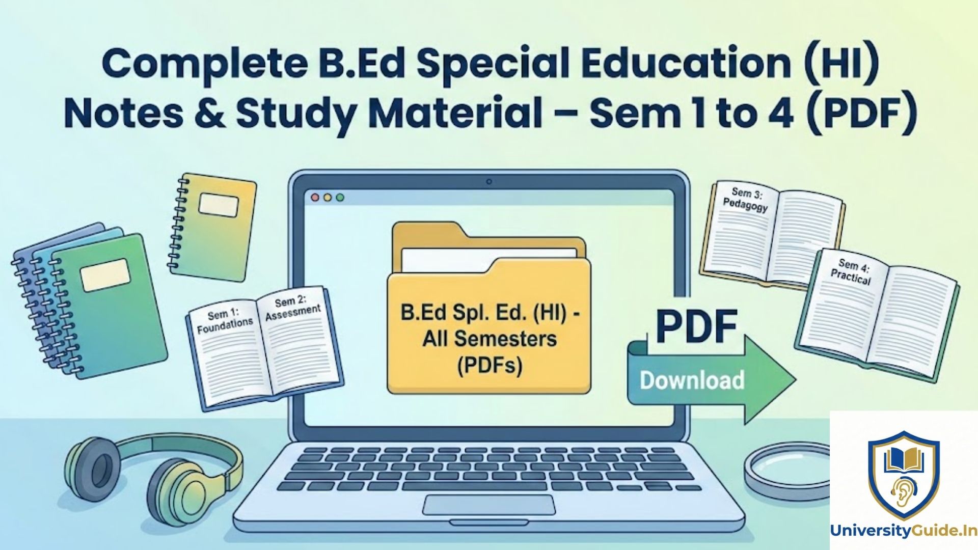 Complete B.Ed Special Education (HI) Notes & Study Material – Sem 1 to 4 (PDF)
