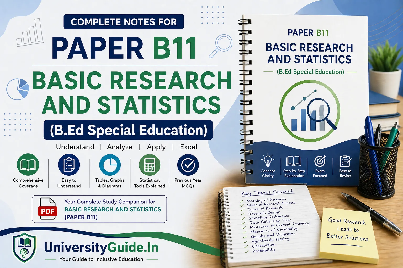 Complete Notes for Paper B11 Basic Research and Statistics (B.Ed Special Education)