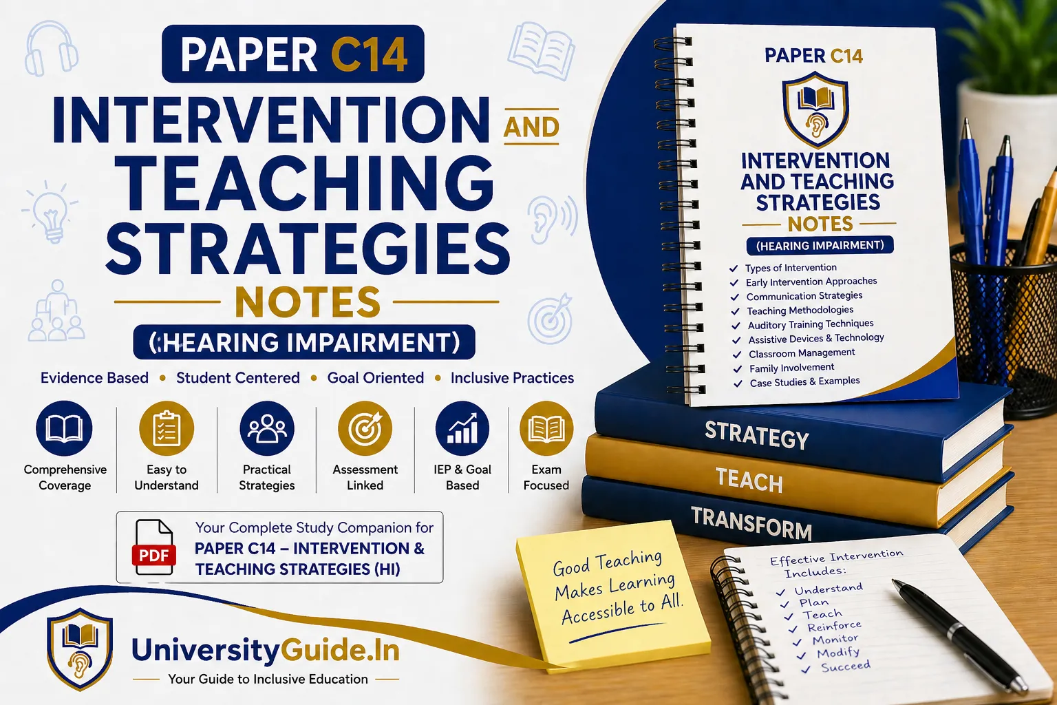Complete Notes for Paper C14 Intervention and Teaching Strategies (B.Ed Special Education HI)